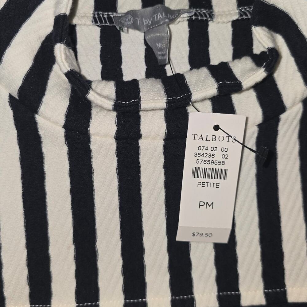 T for Talbots Textured Stripe Mockneck Pullover Size Medium BRAND NEW - Picture 3 of 3